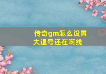 传奇gm怎么设置 大退号还在啊线